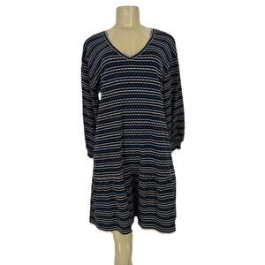 NEW LOFT Ann Taylor XS Women V-Neck Balloon Sleeve Dress Shift Navy 559767 PS2